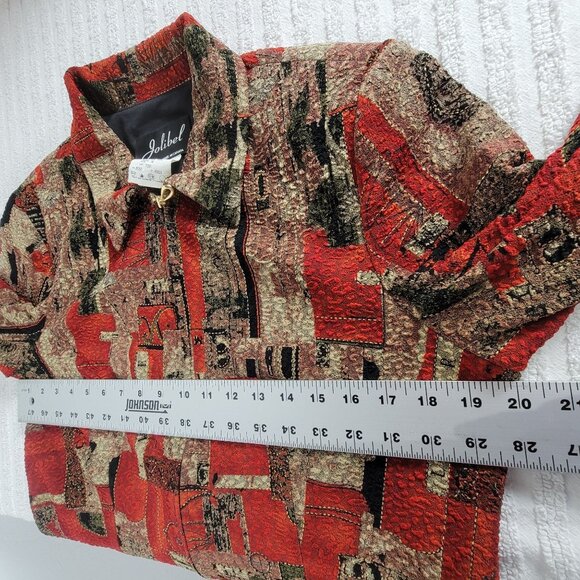Vintage Jolibel Womens Tapestry Jacket Abstract Red & Black Pattern Size 14 - Picture 4 of 5